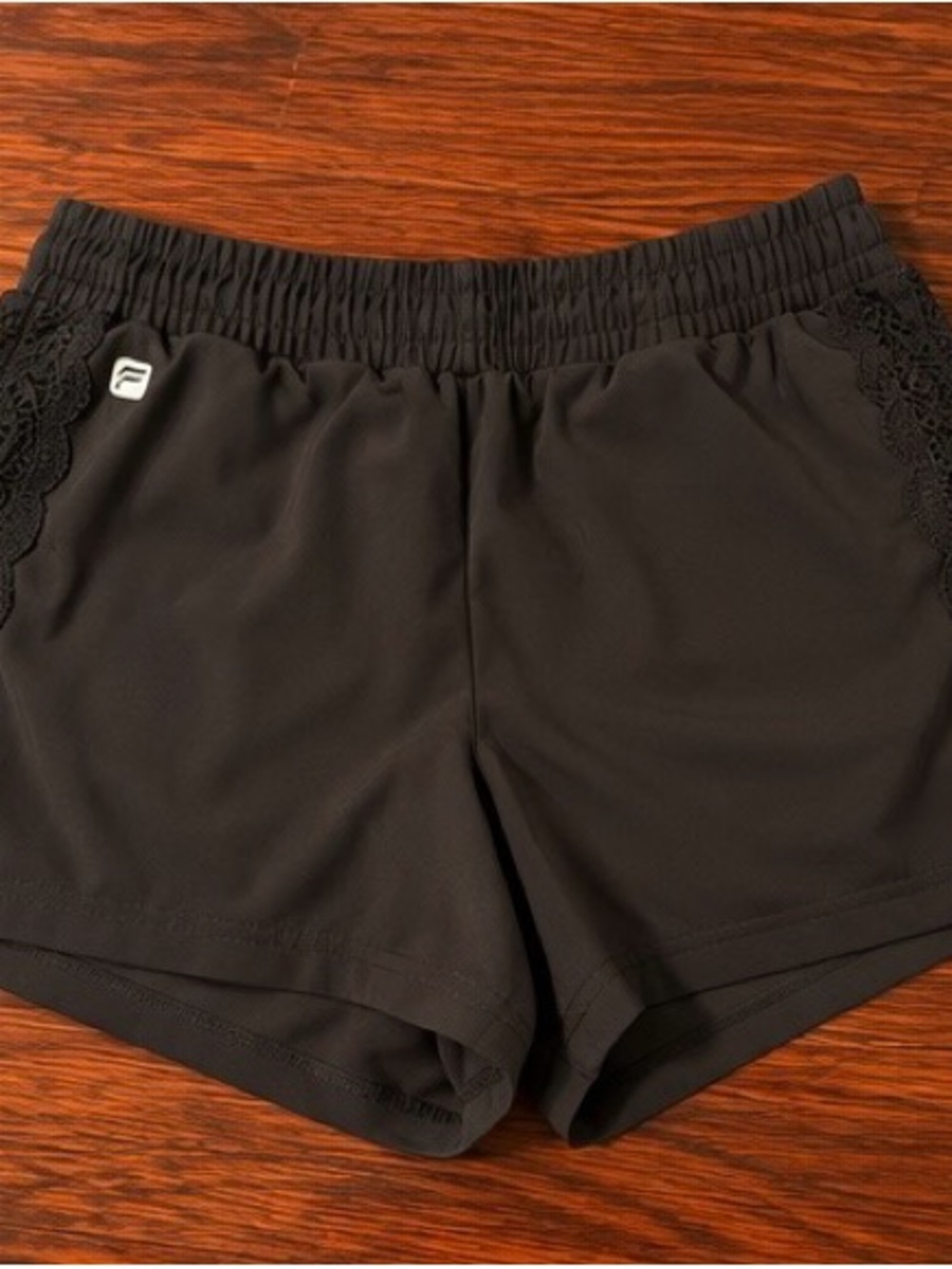 Fila Women's Black Athletic Shorts with Lace Trim